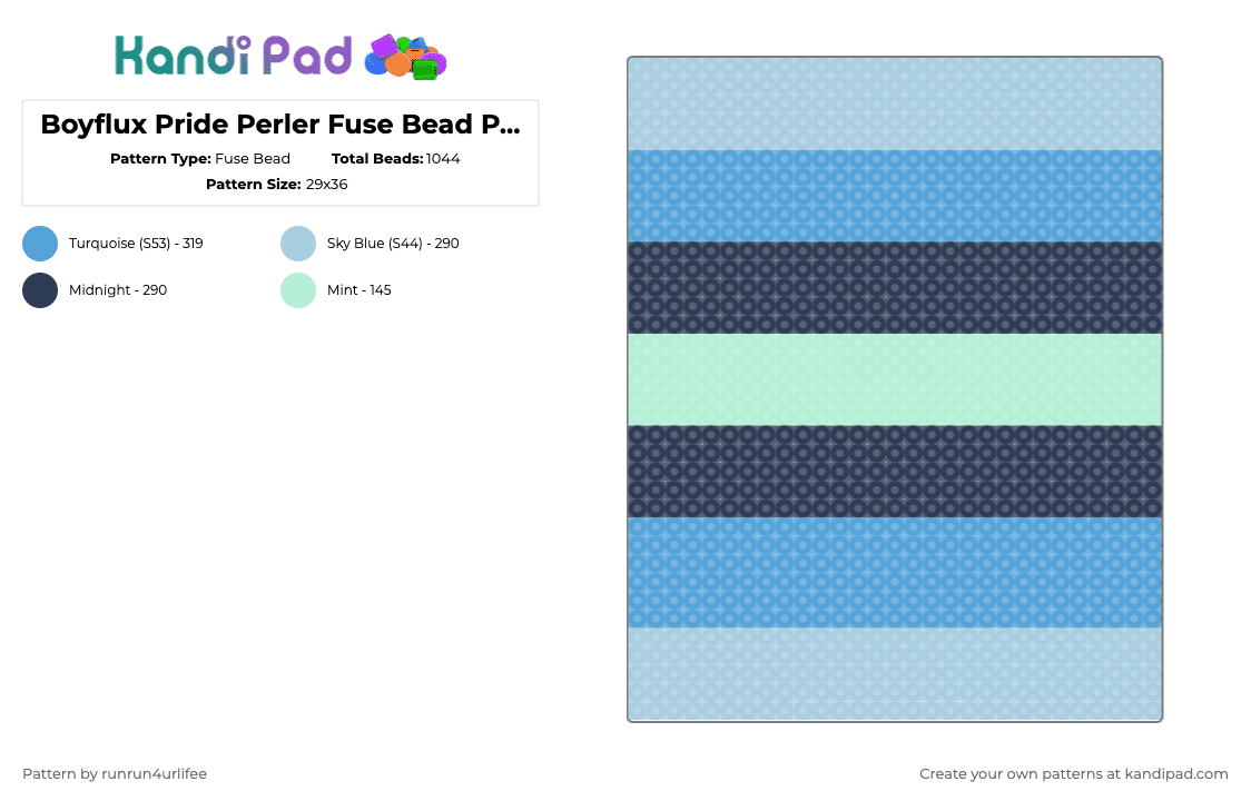 Boyflux Pride Flag Perler Fuse Bead Pattern - Fuse Bead Pattern by runrun4urlifee on Kandi Pad - light blue,purple,pride,lgbtq,lgbt,lgbtqia,boy flux,boyflux,flag