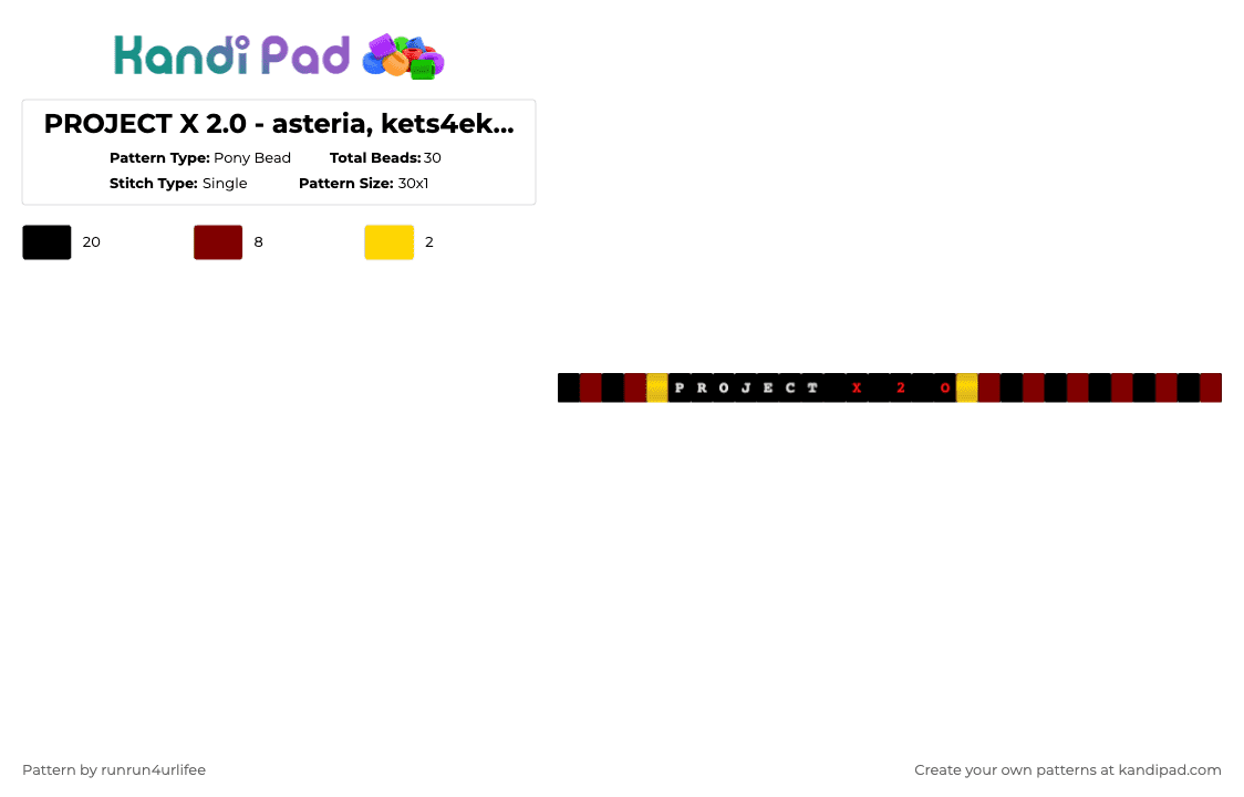 PROJECT X 2.0 - asteria, kets4eki - matching 1 single kandi bracelet - Pony Bead Pattern by runrun4urlifee on Kandi Pad - anarchist, anarchist sanctuary, asteria, asteriasdeath, black, brown, kets4eki, music, sanctuary, song
