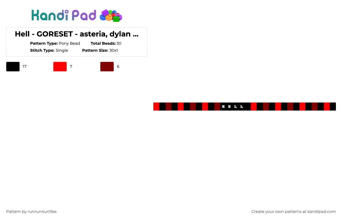 Hell - GORESET - asteria, dylan longworth, stargate - Pony Bead Pattern by runrun4urlifee on Kandi Pad - brown,red,hell,asteria,goreset,kets4eki,as,anarchist sanctuary,asteriasdeath,an4rch