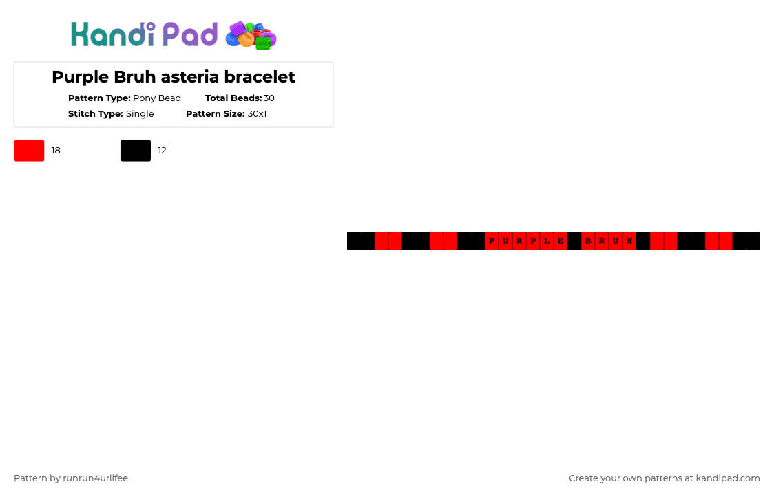 Purple Bruh asteria and kest4eki bracelet matching 1 - Pony Bead Pattern by runrun4urlifee on Kandi Pad - black,red,asteriasdeath,as,anarchist sanctuary,anarchy,kets4eki,asteria,purple bruh