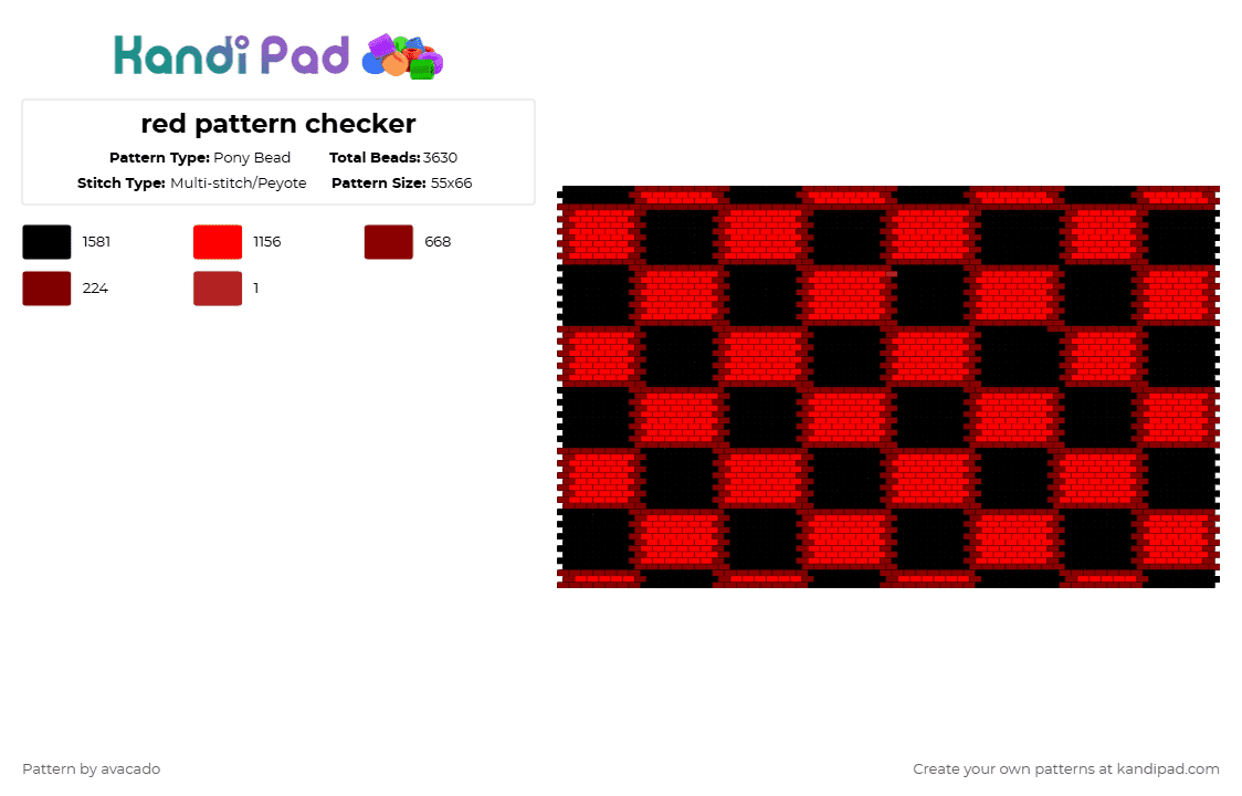 red pattern checker - Pony Bead Pattern by avacado on Kandi Pad - red