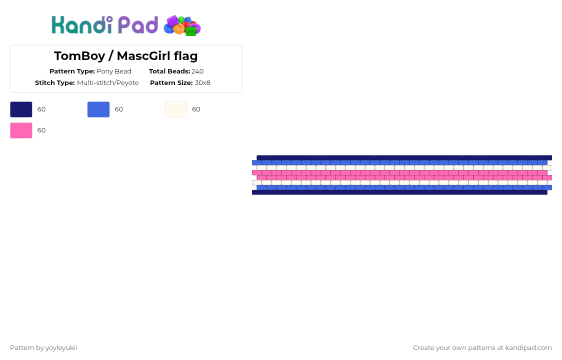 TomBoy / MascGirl flag - Pony Bead Pattern by yoyleyukii on Kandi Pad - purple,blue,pink,idk,hehehheheheheh