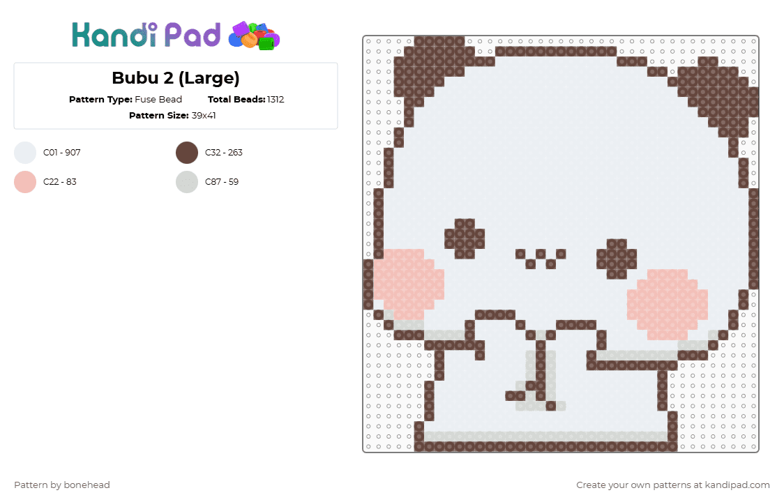 Bubu 2 (Large) - Fuse Bead Pattern by bonehead on Kandi Pad - brown, bubu and dudu, white