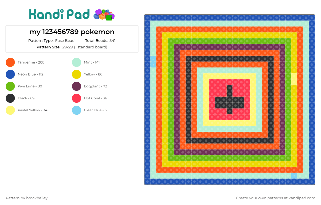 my 123456789 pokemon - Fuse Bead Pattern by brockbailey on Kandi Pad - frank stella,colorful