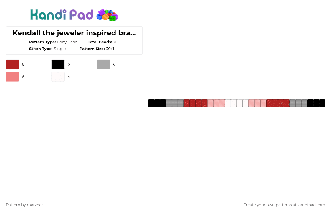 Kendall the jeweler inspired bracelet - Pony Bead Pattern by marzbar on Kandi Pad - beige,red