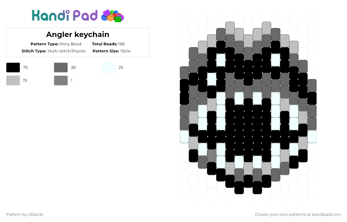 Angler keychain - Pony Bead Pattern by deleted_user_549124 on Kandi Pad - beige,gray,angler,node monster,pressure,roblox