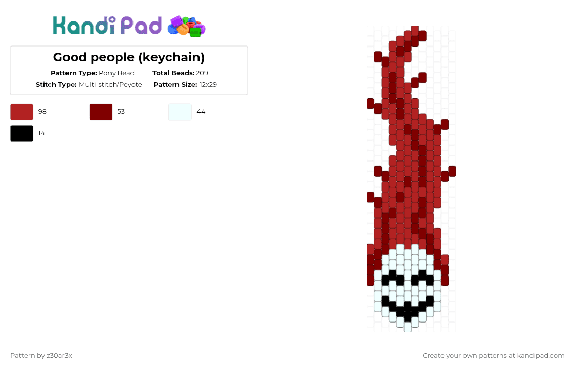 Good people (keychain) - Pony Bead Pattern by deleted_user_549124 on Kandi Pad - brown,red,pressure,roblox,good people,mask