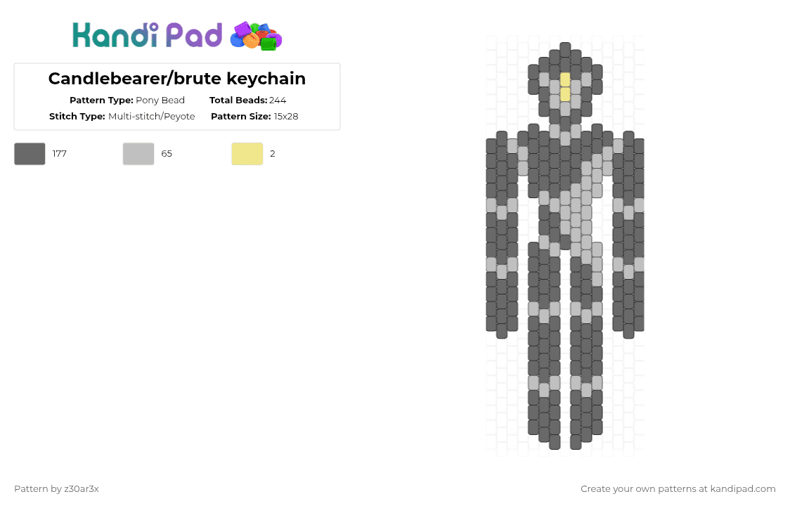 Candlebearer/brute keychain - Pony Bead Pattern by deleted_user_549124 on Kandi Pad - gray,roblox,candlebearer,candlebrute,pressure,raveyard