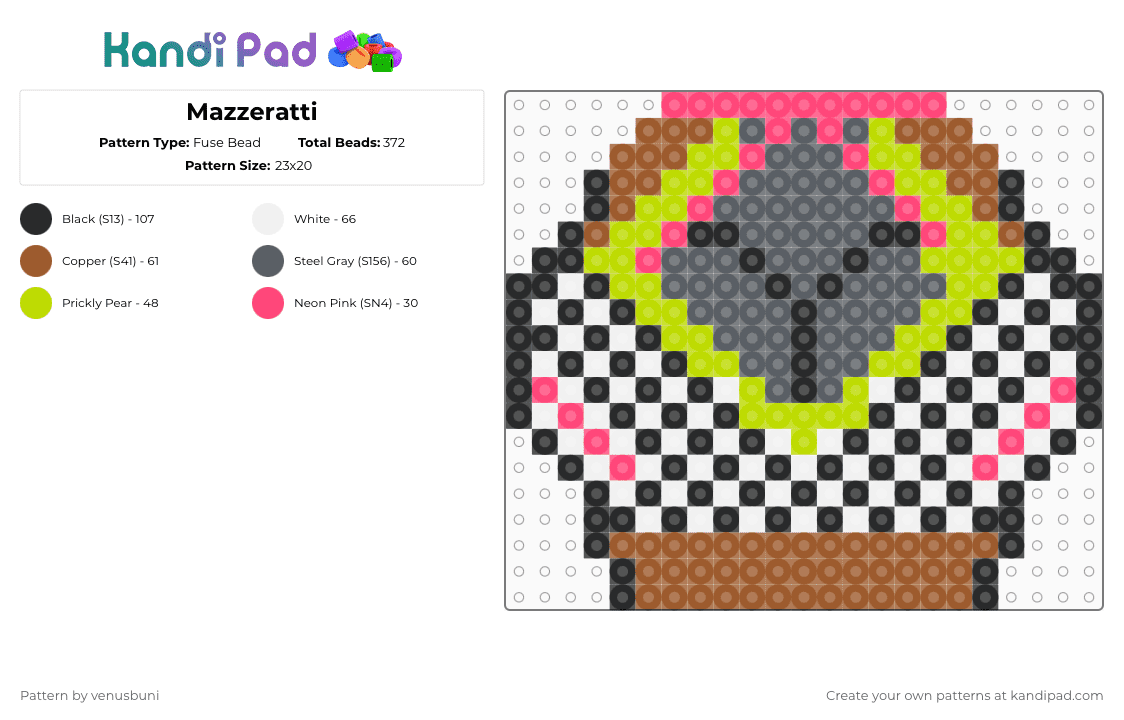 Mazzeratti - Fuse Bead Pattern by venusbuni on Kandi Pad - green,tan,gray
