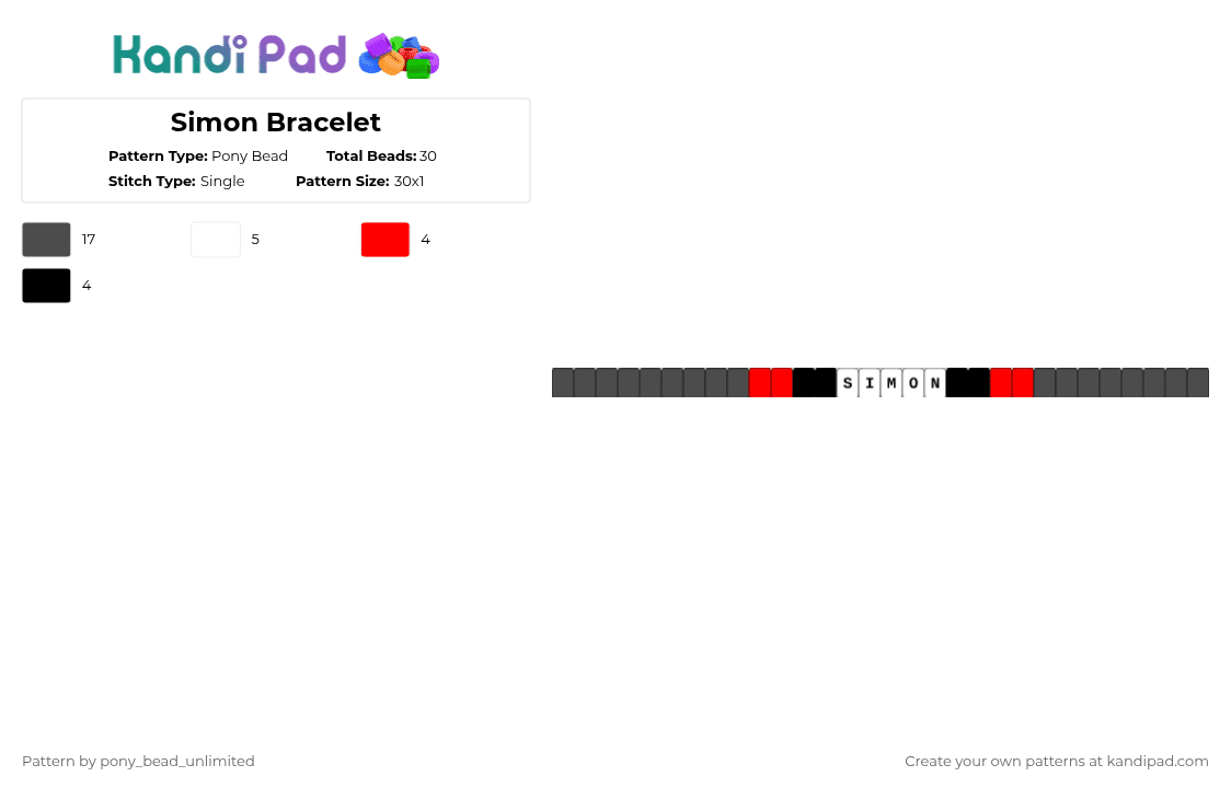 Simon Bracelet - Pony Bead Pattern by pony_bead_unlimited on Kandi Pad - 