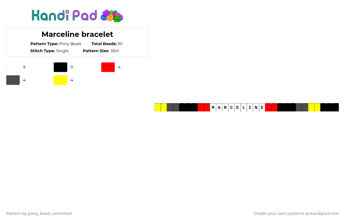Marceline bracelet - Pony Bead Pattern by pony_bead_unlimited on Kandi Pad - 