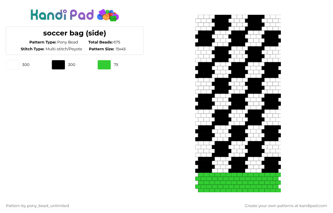 soccer bag (side) - Pony Bead Pattern by pony_bead_unlimited on Kandi Pad - 