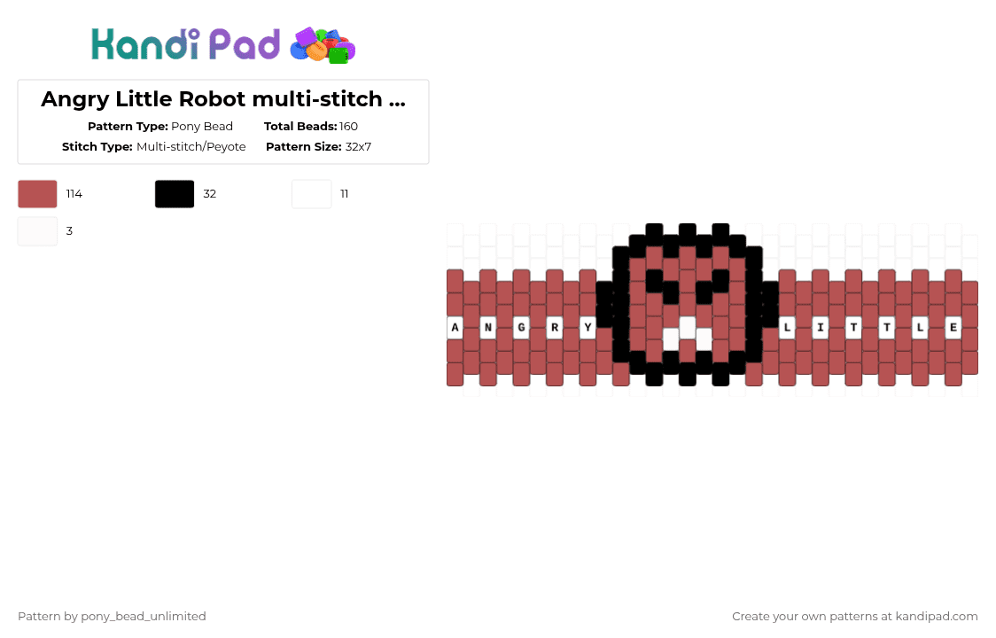 Angry Little Robot multi-stitch cuff - Pony Bead Pattern by pony_bead_unlimited on Kandi Pad - red,angrylittlerobot,cute