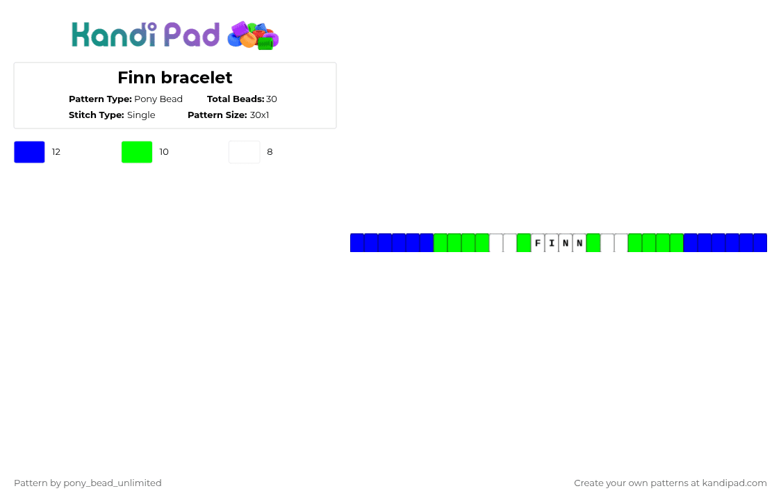 Finn bracelet - Pony Bead Pattern by pony_bead_unlimited on Kandi Pad - purple,green