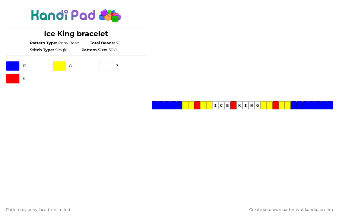 Ice King bracelet - Pony Bead Pattern by pony_bead_unlimited on Kandi Pad - 