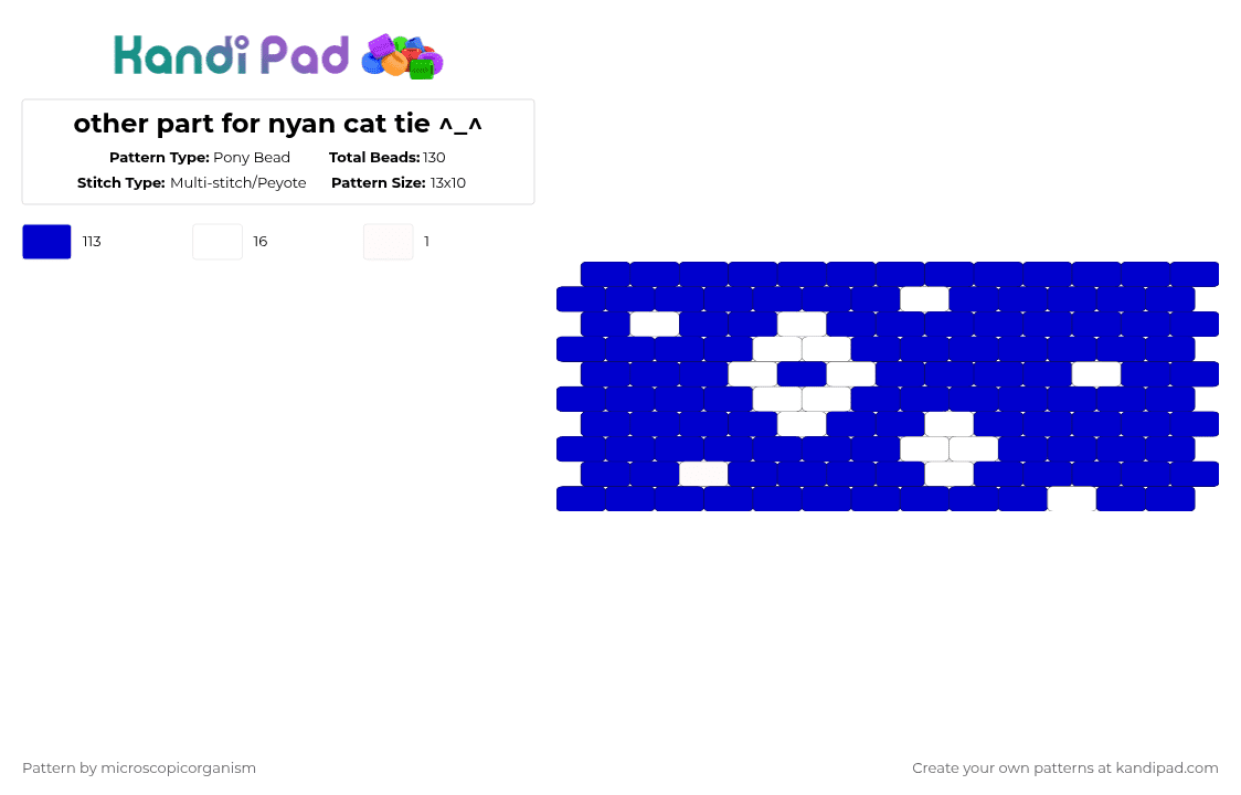 other part for nyan cat tie ^_^ - Pony Bead Pattern by microscopicorganism on Kandi Pad - purple