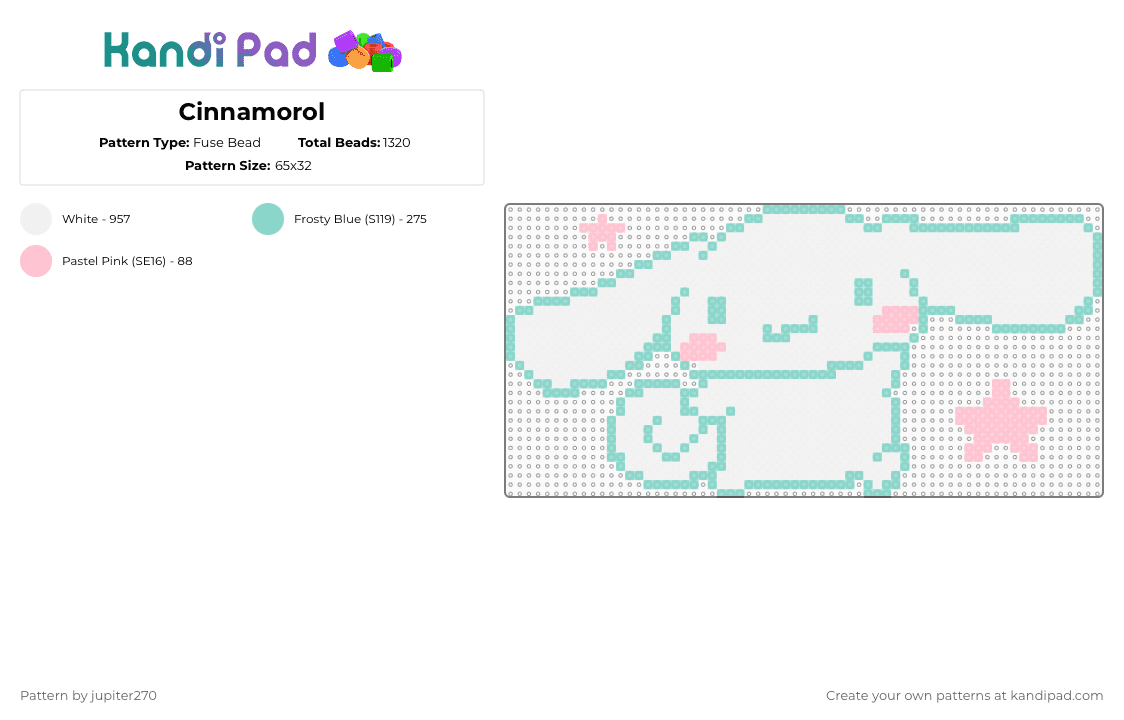 Cinnamorol - Fuse Bead Pattern by jupiter270 on Kandi Pad - white,light blue