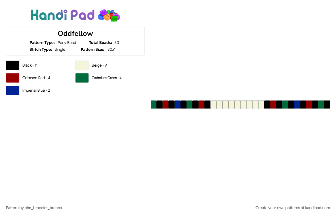 Oddfellow - Pony Bead Pattern by hhn_bracelet_brenna on Kandi Pad - 