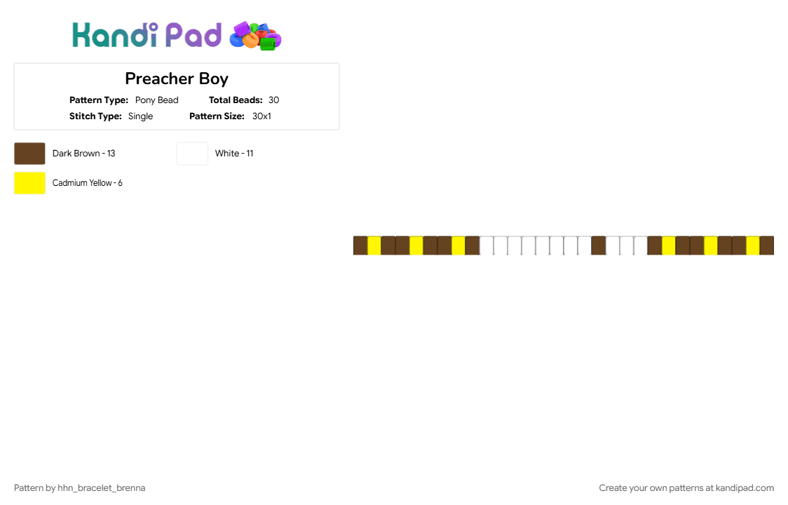 Preacher Boy - Pony Bead Pattern by hhn_bracelet_brenna on Kandi Pad - brown, bwhhn2026, yellow