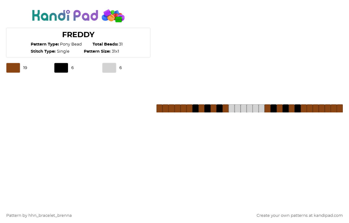 FREDDY - Pony Bead Pattern by hhn_bracelet_brenna on Kandi Pad - red,hhn,fnaf,freddy fazbear