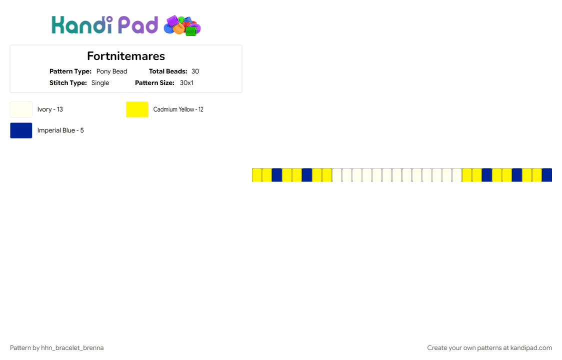Fortnitemares - Pony Bead Pattern by hhn_bracelet_brenna on Kandi Pad - bwhhn2026, purple, yellow