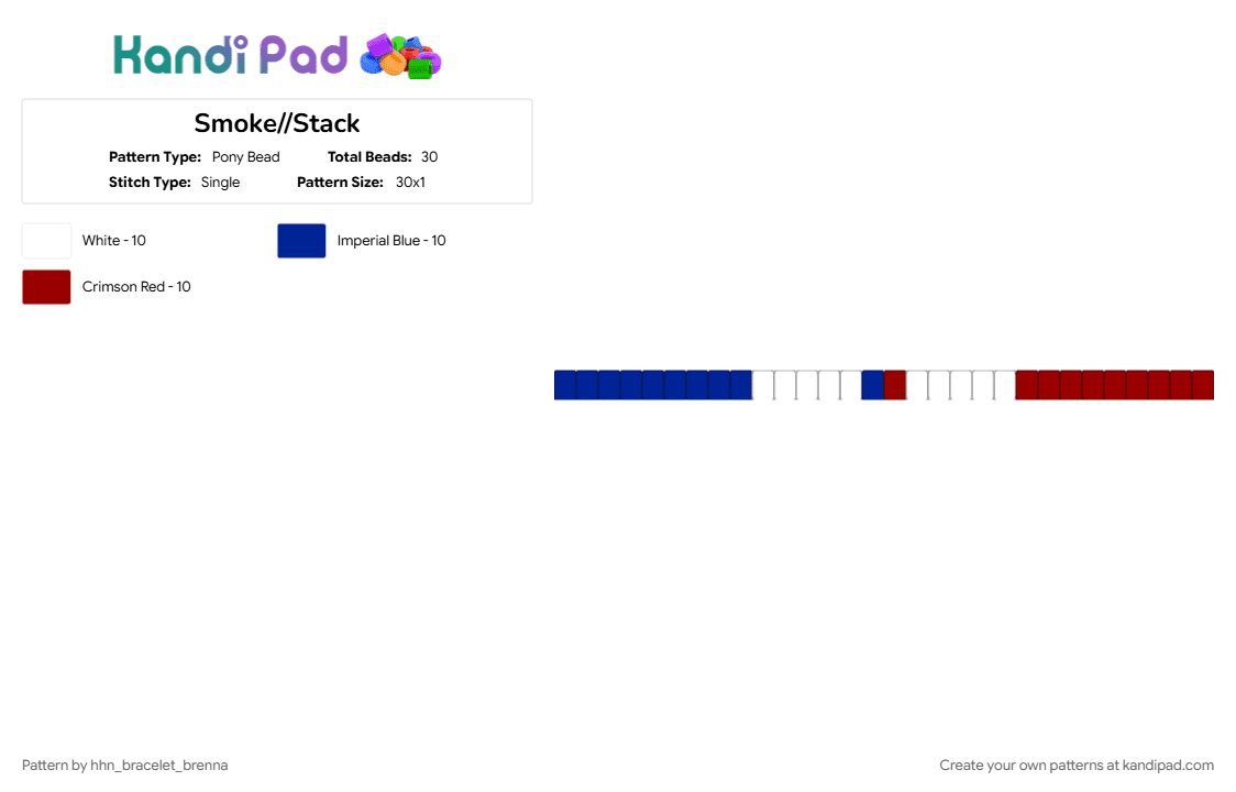 Smoke//Stack - Pony Bead Pattern by hhn_bracelet_brenna on Kandi Pad - bwhhn2026, purple, red