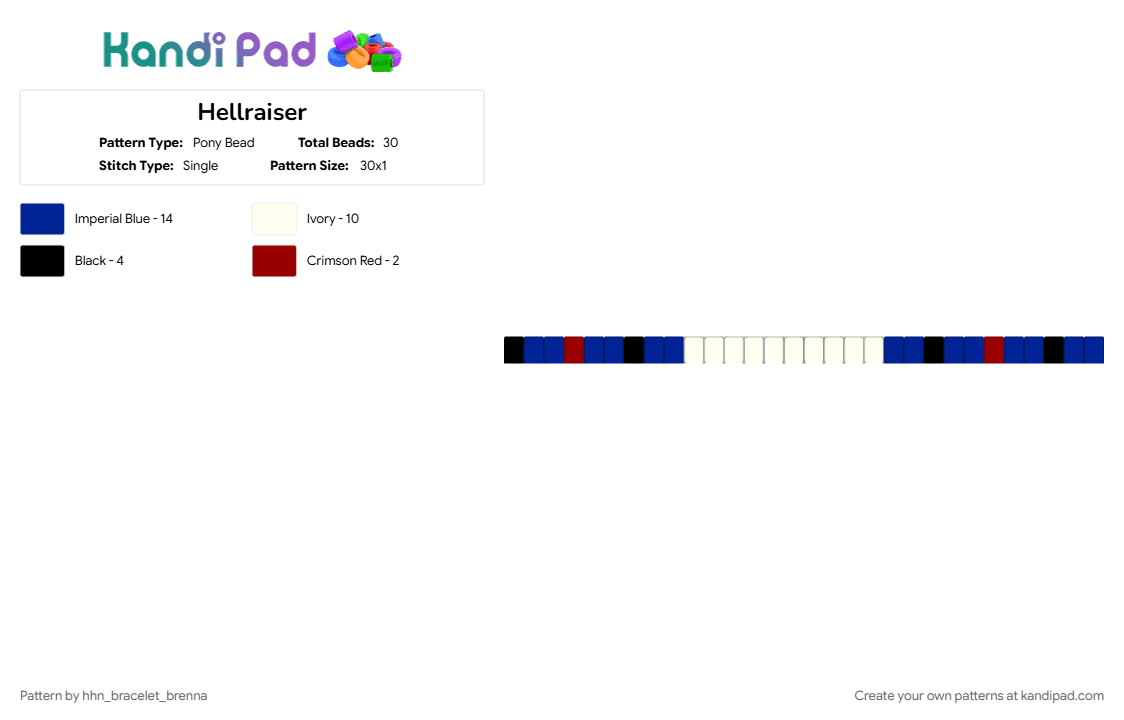 Hellraiser - Pony Bead Pattern by hhn_bracelet_brenna on Kandi Pad - bwhhn2026, purple