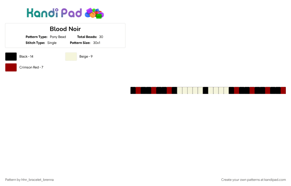 Blood Noir - Pony Bead Pattern by hhn_bracelet_brenna on Kandi Pad - 