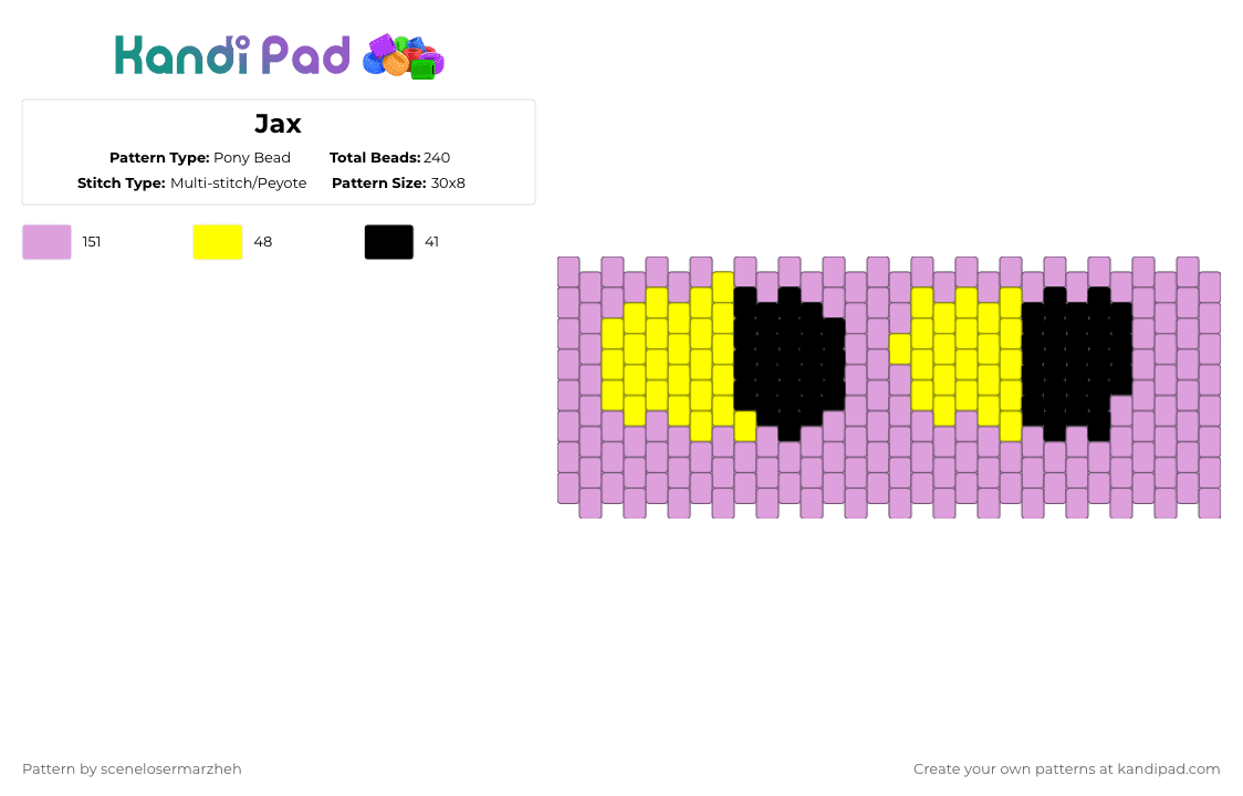 Jax - Pony Bead Pattern by scenelosermarzheh on Kandi Pad - pink