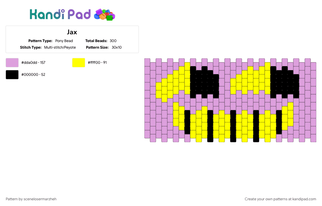 Jax Cuff - Pony Bead Pattern by scenelosermarzheh on Kandi Pad - jax, peyote stitch, pink, tadc, yellow