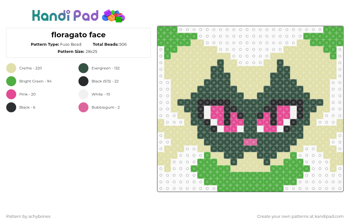 floragato face - Fuse Bead Pattern by achybones on Kandi Pad - yellow,gray
