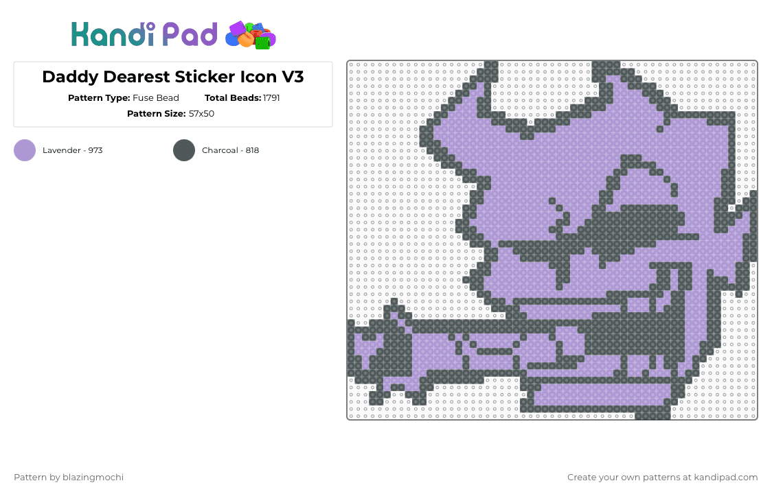 Daddy Dearest Sticker Icon V3 - Fuse Bead Pattern by blazingmochi on Kandi Pad - pink,fnf,fridaynightfunkin,video games