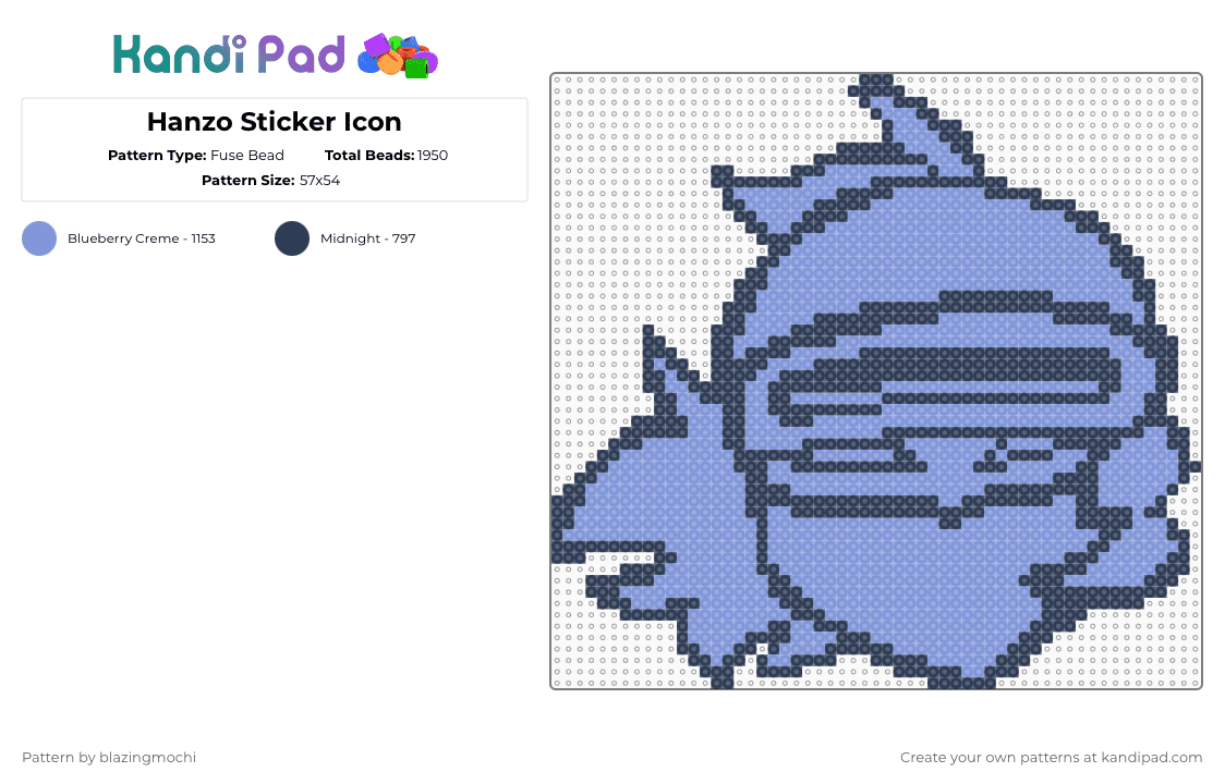 Hanzo Sticker Icon - Fuse Bead Pattern by blazingmochi on Kandi Pad - purple,light blue,fnf,video games