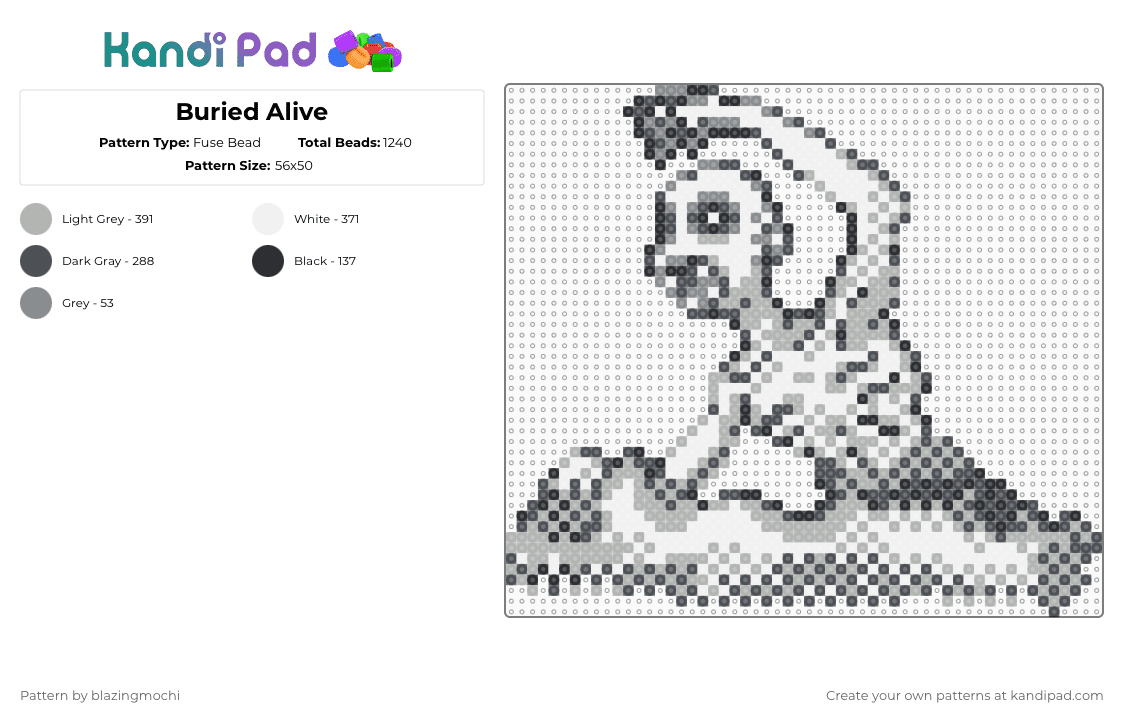 Buried Alive - Fuse Bead Pattern by blazingmochi on Kandi Pad - gray,beige,creepypasta,pokmon