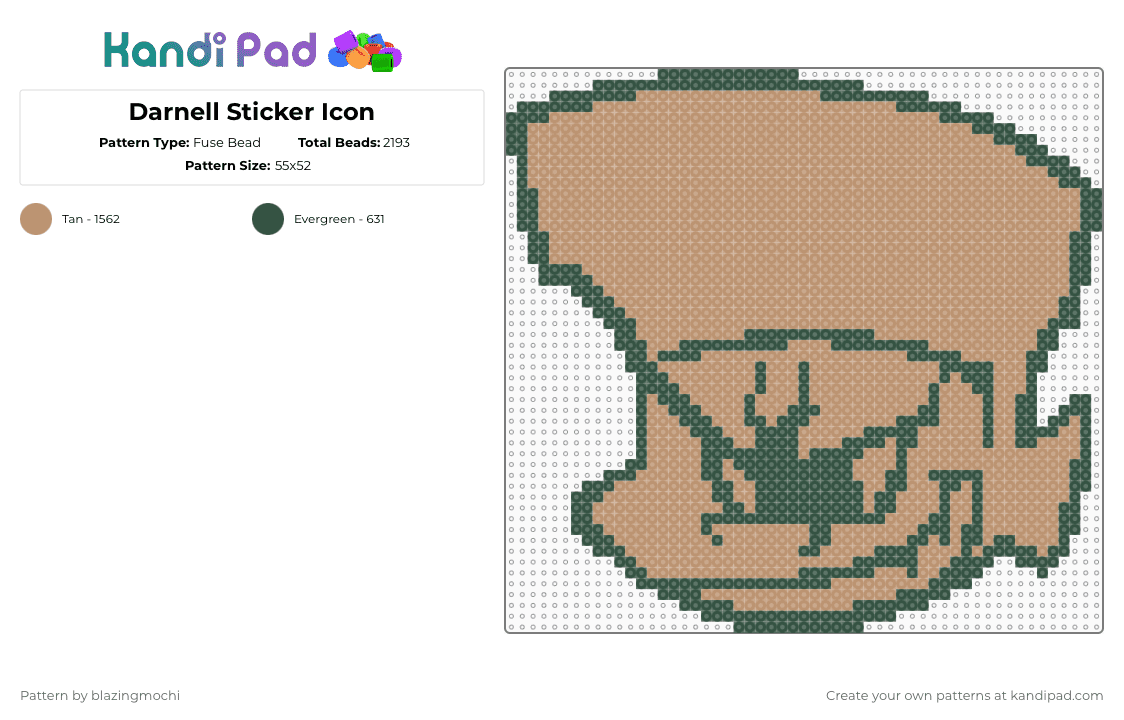 Darnell Sticker Icon - Fuse Bead Pattern by blazingmochi on Kandi Pad - gray,beige,fnf,video games