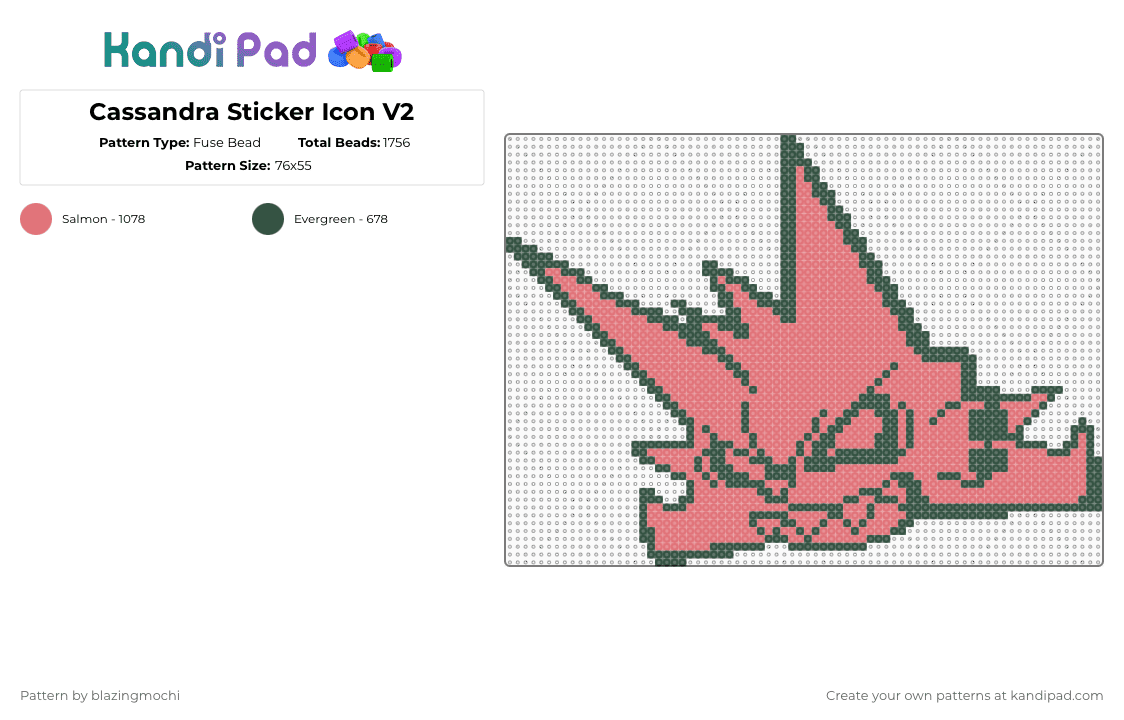Cassandra Sticker Icon V2 - Fuse Bead Pattern by blazingmochi on Kandi Pad - gray,red,fnf,fridaynightfunkin,video games