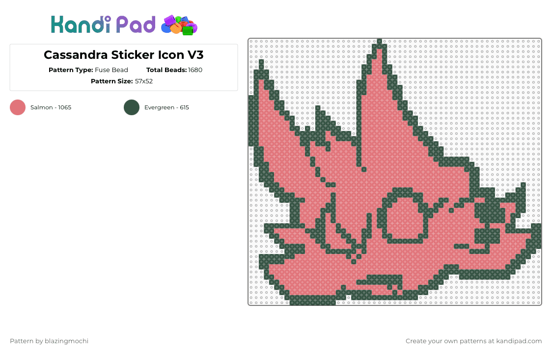 Cassandra Sticker Icon V3 - Fuse Bead Pattern by blazingmochi on Kandi Pad - red,gray,fnf,fridaynightfunkin,video games