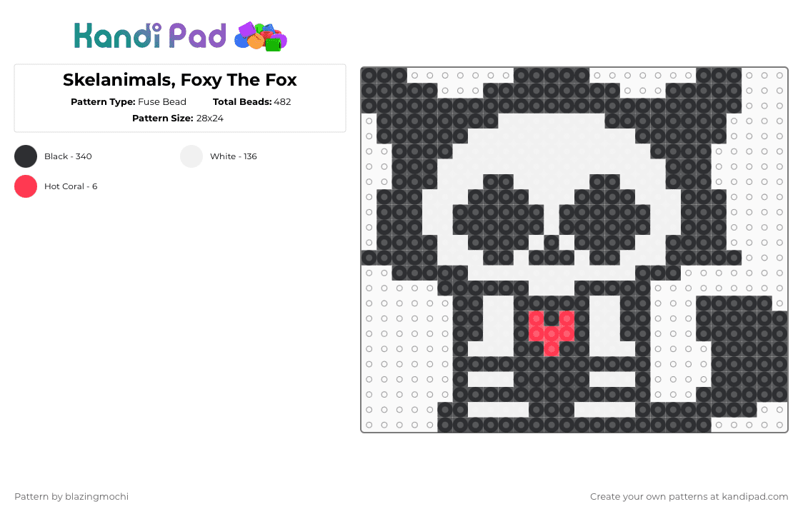 Skelanimals, Foxy The Fox Fuse Bead Pattern - Kandi Pad | Kandi ...
