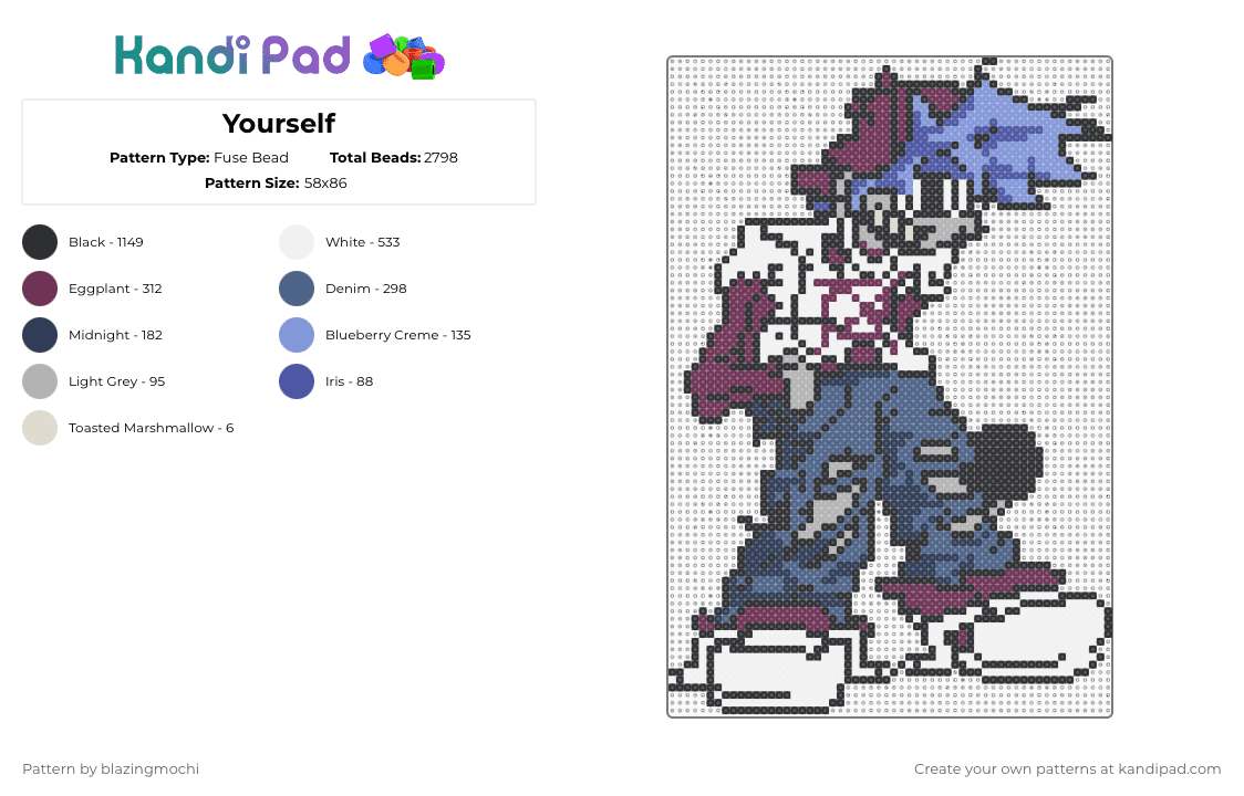 Yourself - Fuse Bead Pattern by blazingmochi on Kandi Pad - pink,purple,blue,video game,fnf