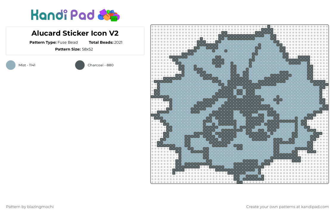 Alucard Sticker Icon V2 - Fuse Bead Pattern by blazingmochi on Kandi Pad - pink,light blue,fnf,fridaynightfunkin,video games