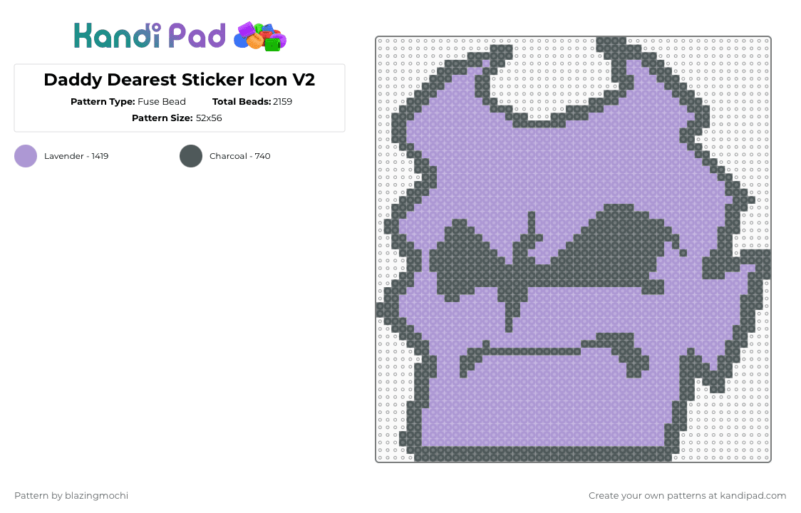 Daddy Dearest Sticker Icon V2 - Fuse Bead Pattern by blazingmochi on Kandi Pad - pink,fnf,fridaynightfunkin,video games