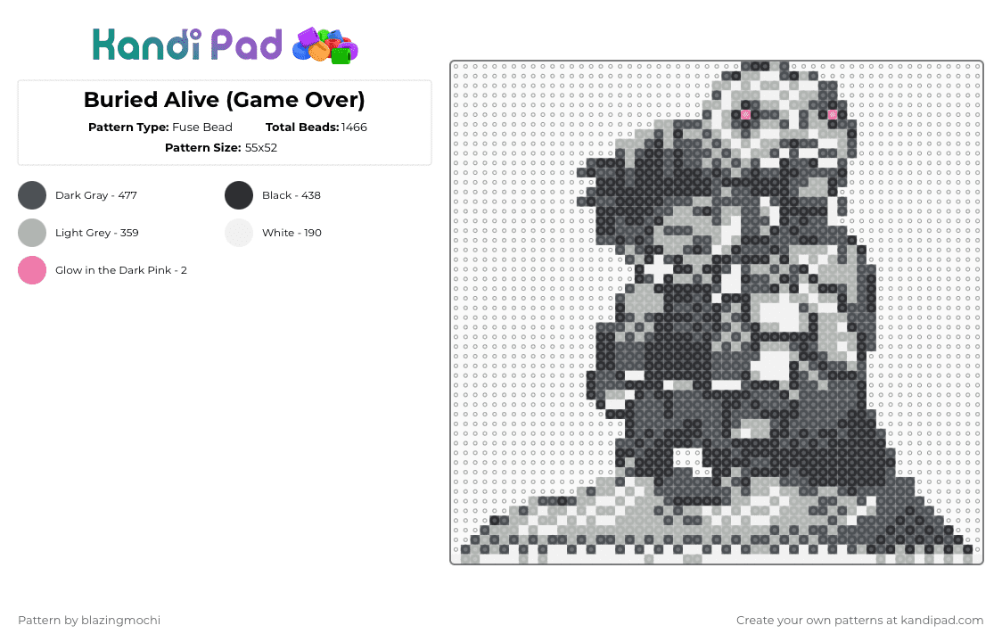 Buried Alive (Game Over) - Fuse Bead Pattern by blazingmochi on Kandi Pad - gray,beige,creepypasta,pokmon