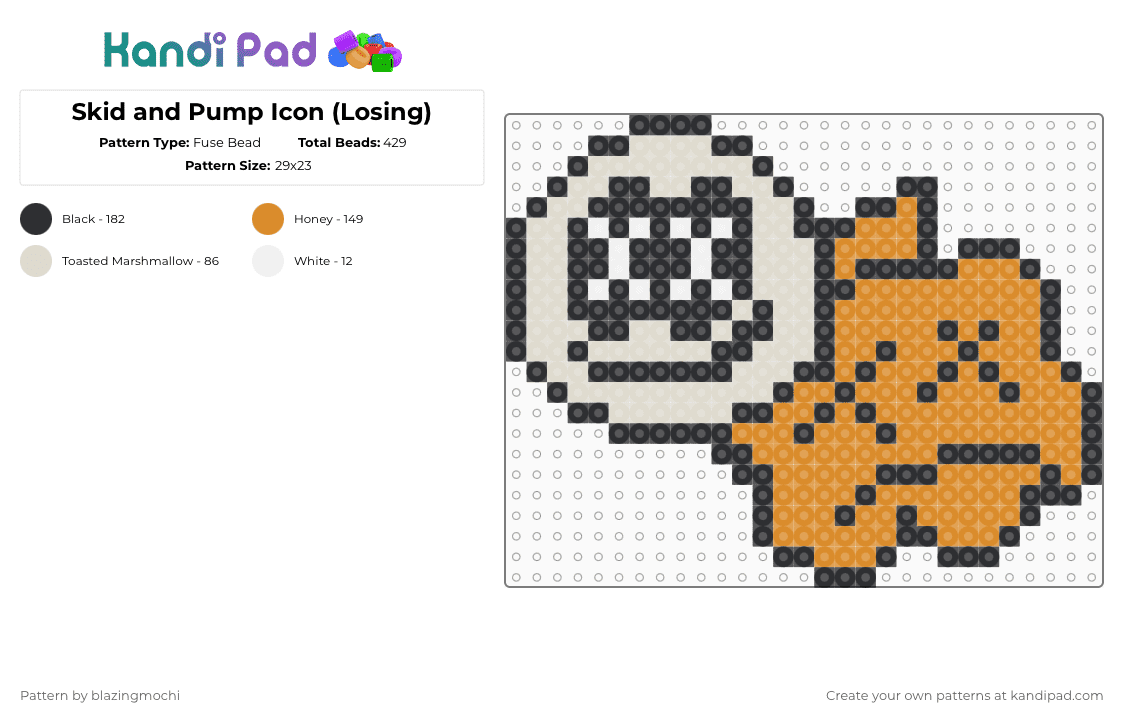 Skid and Pump Icon (Losing) - Fuse Bead Pattern by blazingmochi on Kandi Pad - orange,beige