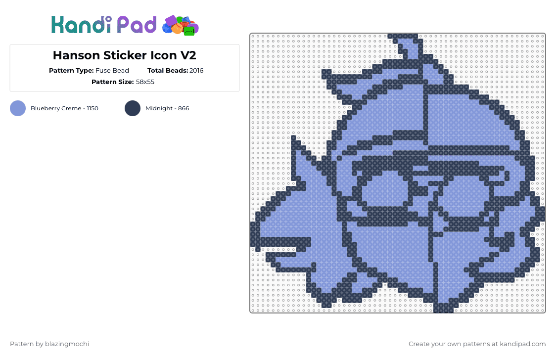 Hanzo Sticker Icon V2 - Fuse Bead Pattern by blazingmochi on Kandi Pad - purple,light blue,fnf,fridaynightfunkin,video games