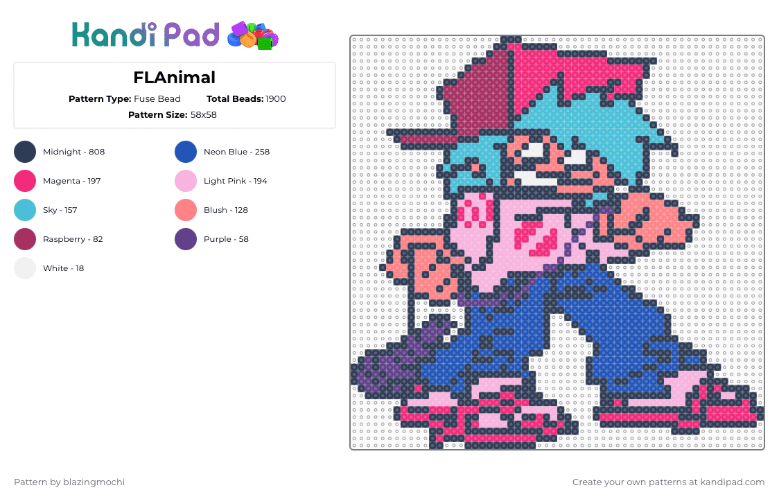 FLAnimal - Fuse Bead Pattern by blazingmochi on Kandi Pad - purple,pink,game,fnf