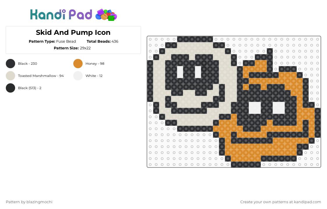 Skid And Pump Icon - Fuse Bead Pattern by blazingmochi on Kandi Pad - beige,orange,video games,fnf