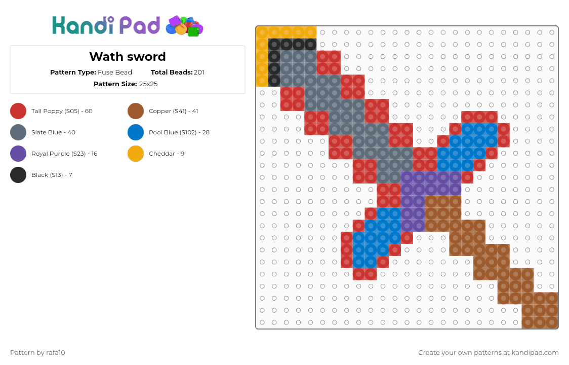 Wath sword Fuse Bead Pattern - Kandi Pad | Kandi Patterns, Fuse Bead ...
