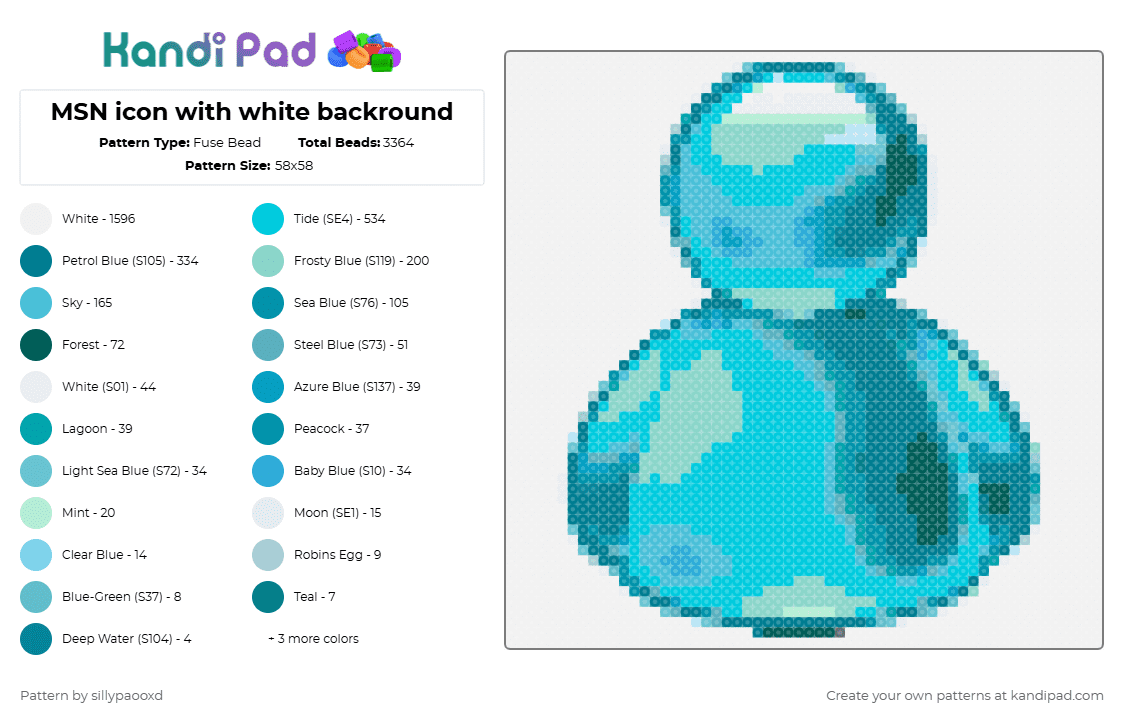 MSN icon with white backround - Fuse Bead Pattern by sillypaooxd on Kandi Pad - 