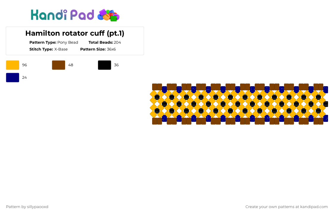 Hamilton rotator cuff (pt.1) - Pony Bead Pattern by sillypaooxd on Kandi Pad - orange