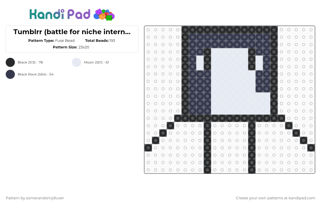 Tumblrr (battle for niche internet fame) - Fuse Bead Pattern by s4b3r on Kandi Pad - purple,white,osc
